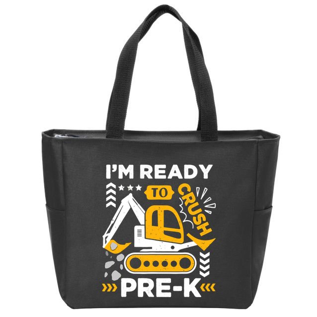 Ready To Crush Preschool Prek Construction Truck Boy Zip Tote Bag