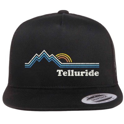 Retro Telluride Colorado Vintage Sunrise Mountains Flatbill Hat