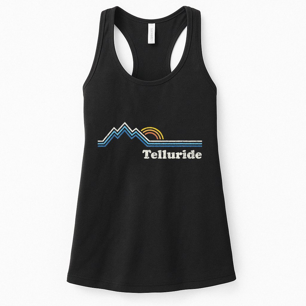Retro Telluride Colorado Vintage Sunrise Mountains Womens Tank Top