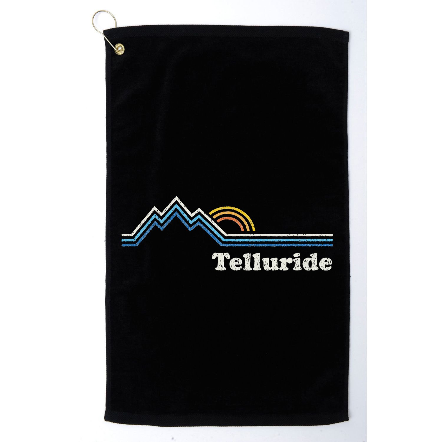 Retro Telluride Colorado Vintage Sunrise Mountains Golf Towel