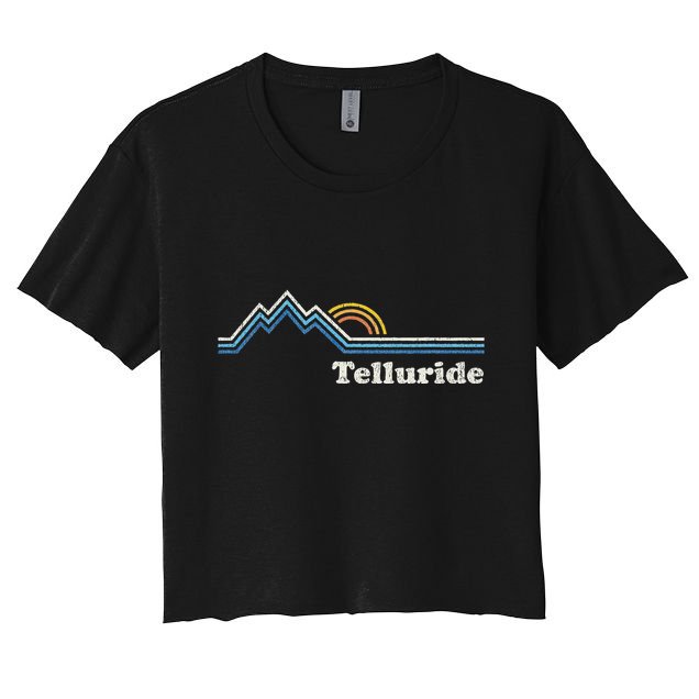 Retro Telluride Colorado Vintage Sunrise Mountains Crop Top