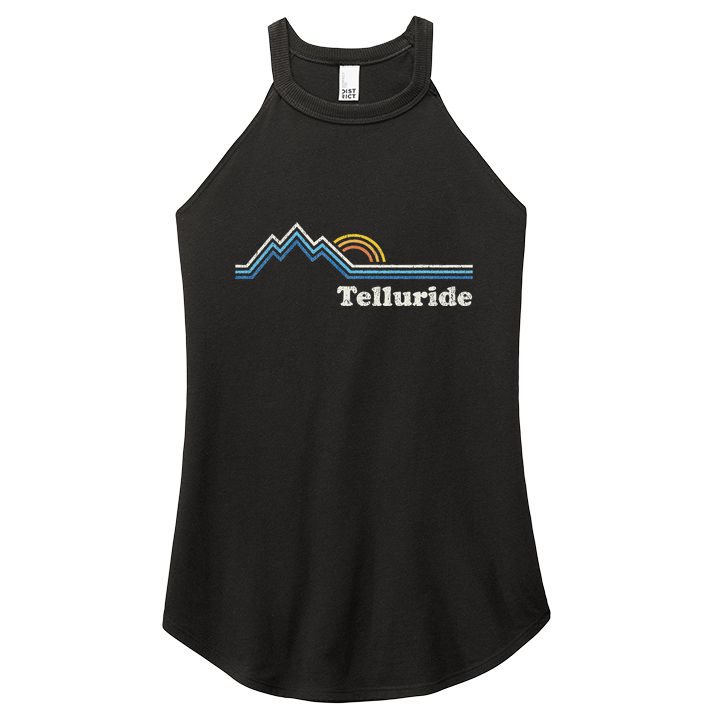 Retro Telluride Colorado Vintage Sunrise Mountains Women's Perfect Tri Rocker Tank