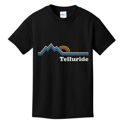 Retro Telluride Colorado Vintage Sunrise Mountains Kids T-Shirt