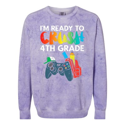 Ready To Crush 4th Grade Fourth Video Gamer First Day Boys Colorblast Crewneck Sweatshirt