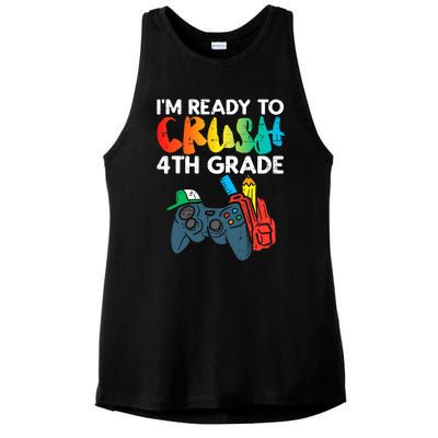 Ready To Crush 4th Grade Fourth Video Gamer First Day Boys Ladies PosiCharge Tri-Blend Wicking Tank