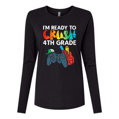 Ready To Crush 4th Grade Fourth Video Gamer First Day Boys Womens Cotton Relaxed Long Sleeve T-Shirt