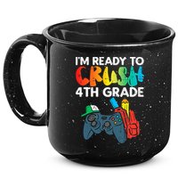 Ready To Crush 4th Grade Fourth Video Gamer First Day Boys 15oz Campfire Ceramic Mug