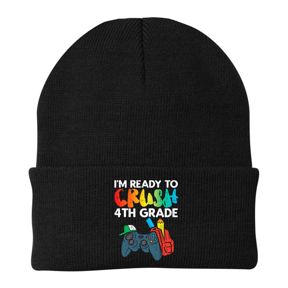Ready To Crush 4th Grade Fourth Video Gamer First Day Boys Beanie