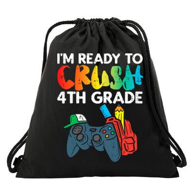 Ready To Crush 4th Grade Fourth Video Gamer First Day Boys Drawstring Bag
