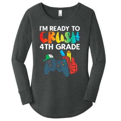 Ready To Crush 4th Grade Fourth Video Gamer First Day Boys Women's Perfect Tri Tunic Long Sleeve Shirt