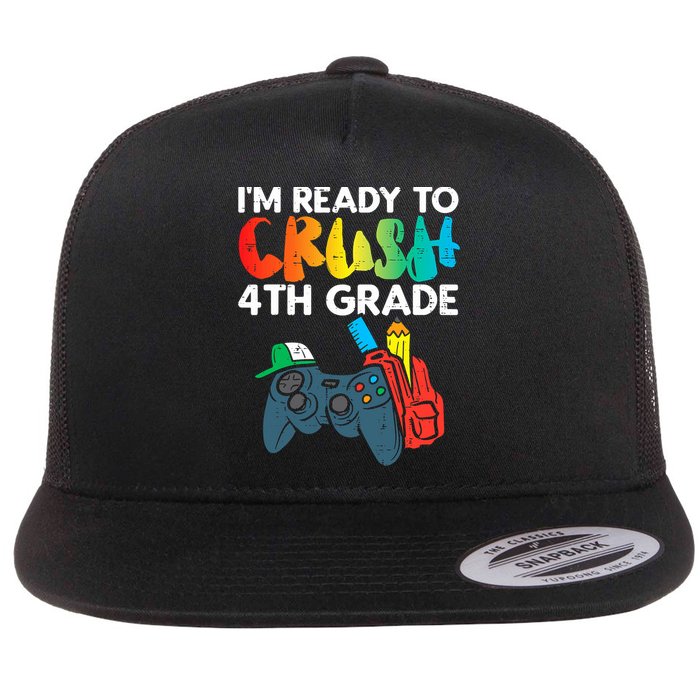 Ready To Crush 4th Grade Fourth Video Gamer First Day Boys Flatbill Hat