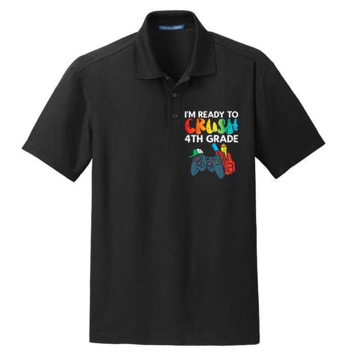 Ready To Crush 4th Grade Fourth Video Gamer First Day Boys Dry Zone Grid Polo