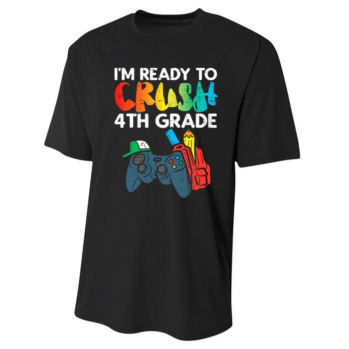 Ready To Crush 4th Grade Fourth Video Gamer First Day Boys Performance Sprint T-Shirt