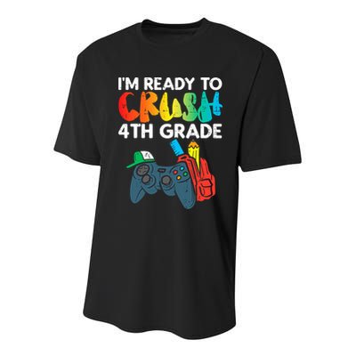 Ready To Crush 4th Grade Fourth Video Gamer First Day Boys Youth Performance Sprint T-Shirt
