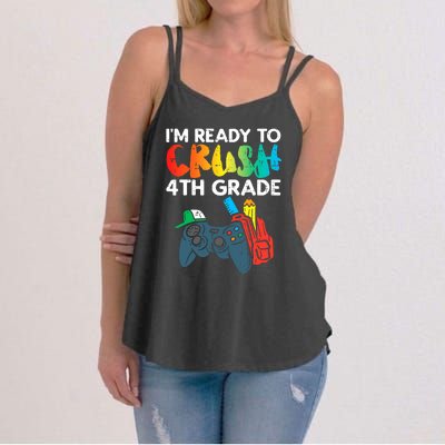 Ready To Crush 4th Grade Fourth Video Gamer First Day Boys Women's Strappy Tank