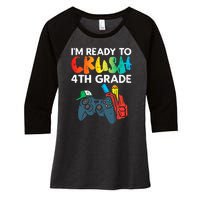 Ready To Crush 4th Grade Fourth Video Gamer First Day Boys Women's Tri-Blend 3/4-Sleeve Raglan Shirt