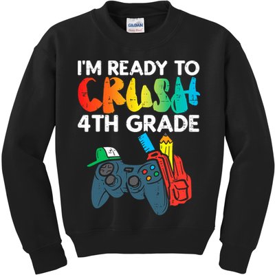 Ready To Crush 4th Grade Fourth Video Gamer First Day Boys Kids Sweatshirt