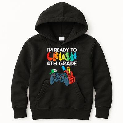 Ready To Crush 4th Grade Fourth Video Gamer First Day Boys Kids Hoodie