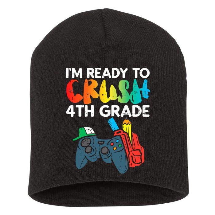 Ready To Crush 4th Grade Fourth Video Gamer First Day Boys Short Acrylic Beanie
