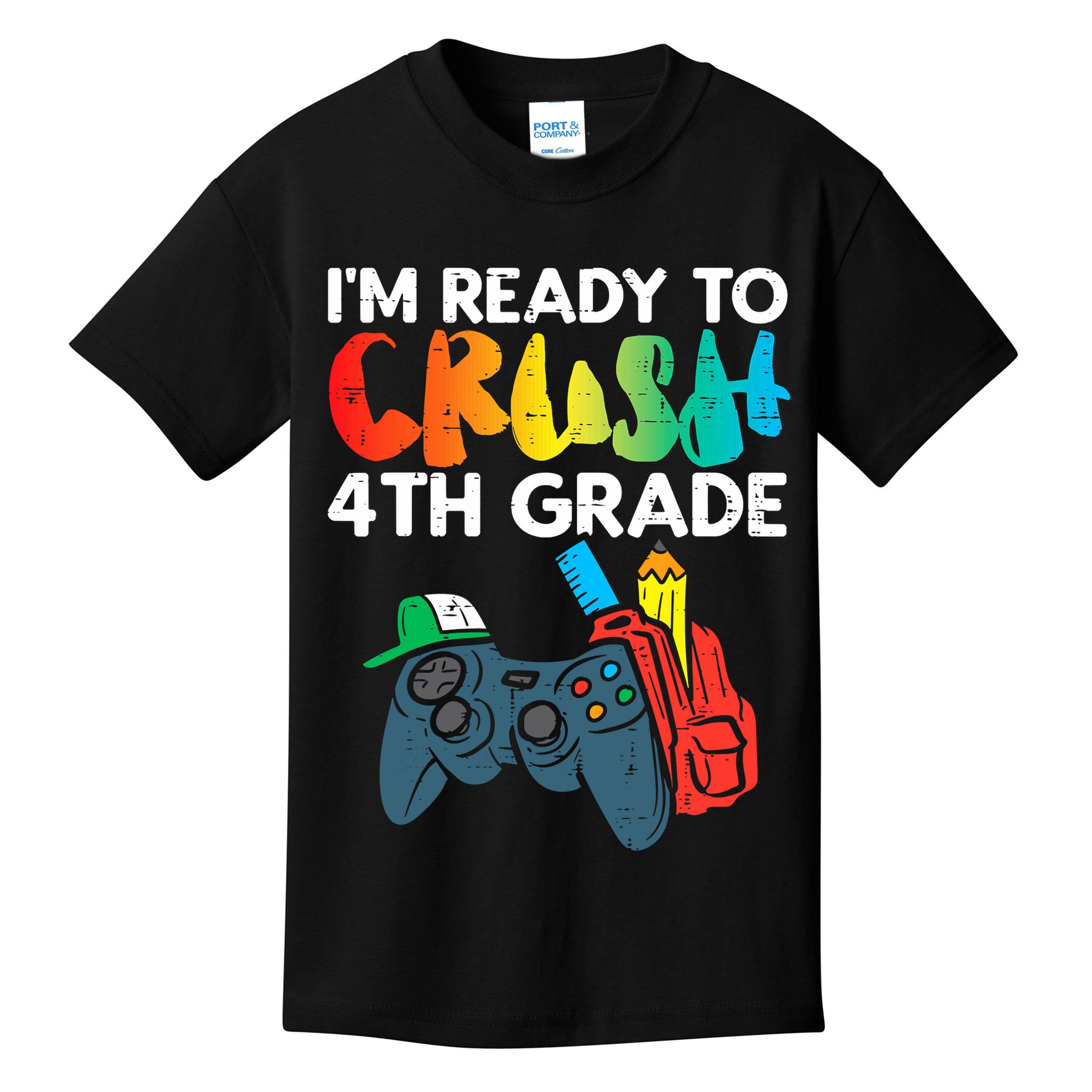 Ready To Crush 4th Grade Fourth Video Gamer First Day Boys Kids T-Shirt