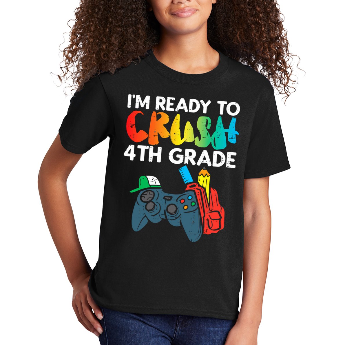 Ready To Crush 4th Grade Fourth Video Gamer First Day Boys Kids T-Shirt