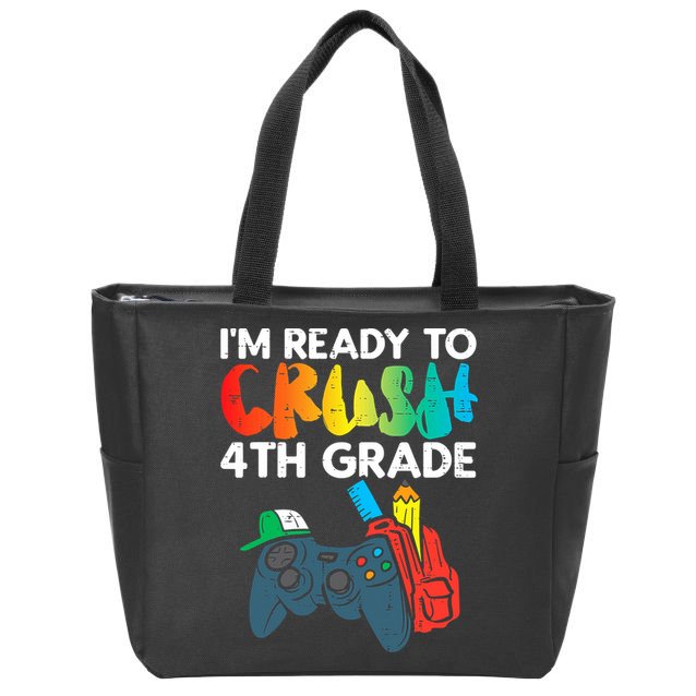 Ready To Crush 4th Grade Fourth Video Gamer First Day Boys Zip Tote Bag