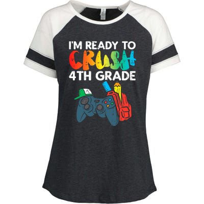 Ready To Crush 4th Grade Fourth Video Gamer First Day Boys Enza Ladies Jersey Colorblock Tee