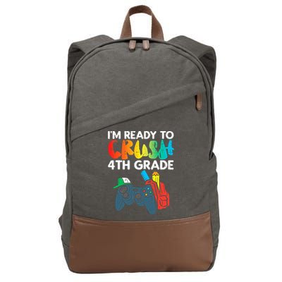 Ready To Crush 4th Grade Fourth Video Gamer First Day Boys Cotton Canvas Backpack