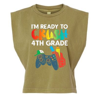 Ready To Crush 4th Grade Fourth Video Gamer First Day Boys Garment-Dyed Women's Muscle Tee