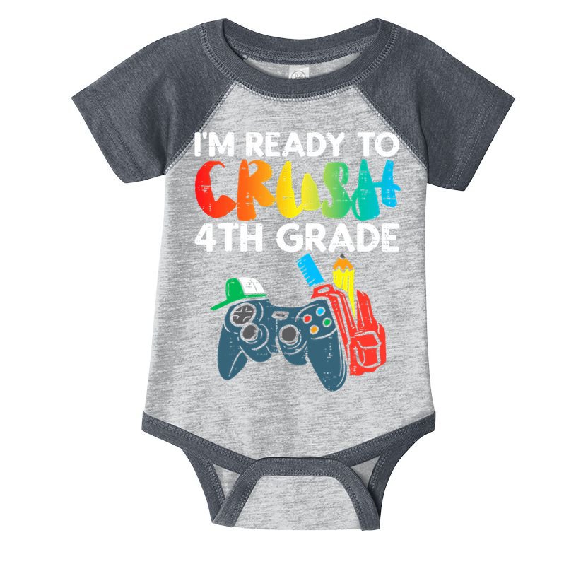 Ready To Crush 4th Grade Fourth Video Gamer First Day Boys Infant Baby Jersey Bodysuit