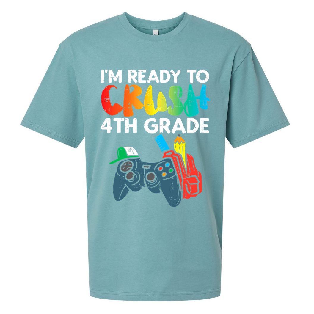 Ready To Crush 4th Grade Fourth Video Gamer First Day Boys Sueded Cloud Jersey T-Shirt