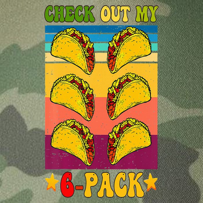 Retro Taco Check Out My 6 Pack Six Pack Mexican Groovy Legacy Tie Dye Trucker Hat