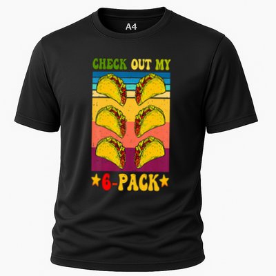 Retro Taco Check Out My 6 Pack Six Pack Mexican Groovy Performance Shirt
