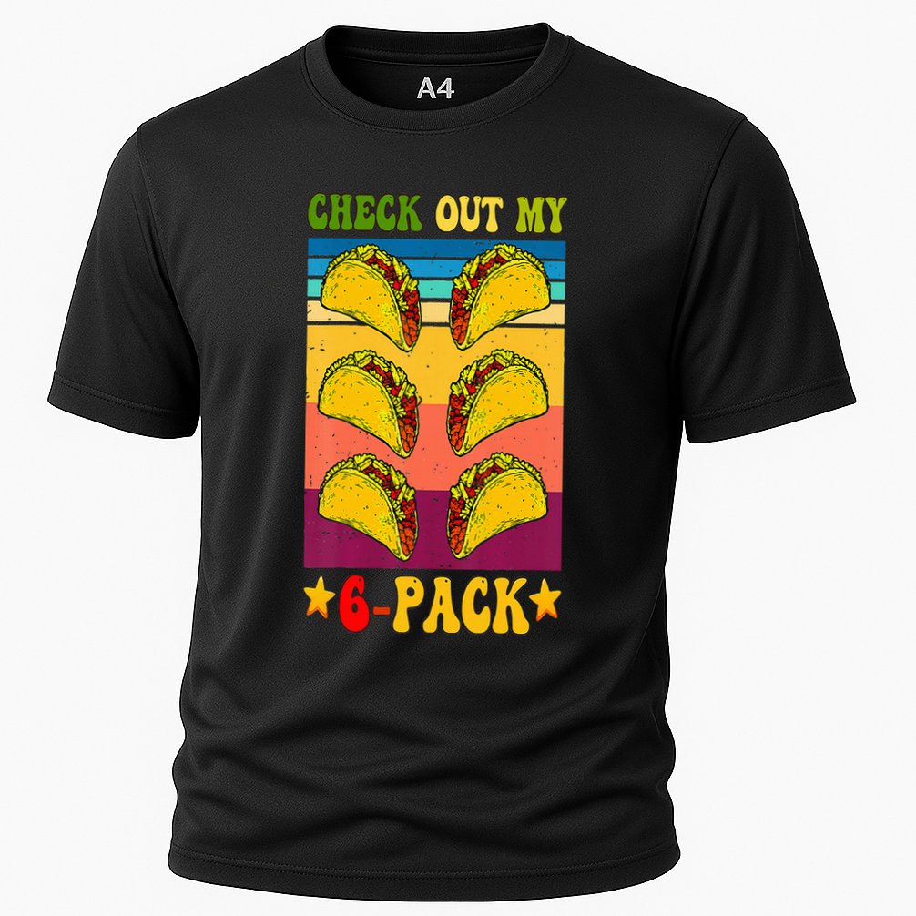 Retro Taco Check Out My 6 Pack Six Pack Mexican Groovy Performance Shirt