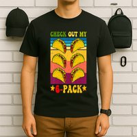 Retro Taco Check Out My 6 Pack Six Pack Mexican Groovy T-Shirt