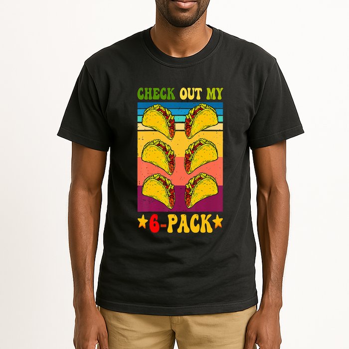 Retro Taco Check Out My 6 Pack Six Pack Mexican Groovy Tall T-Shirt