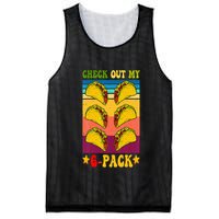Retro Taco Check Out My 6 Pack Six Pack Mexican Groovy Mesh Reversible Basketball Jersey Tank