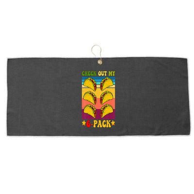 Retro Taco Check Out My 6 Pack Six Pack Mexican Groovy Large Microfiber Waffle Golf Towel