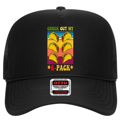 Retro Taco Check Out My 6 Pack Six Pack Mexican Groovy Trucker Hat