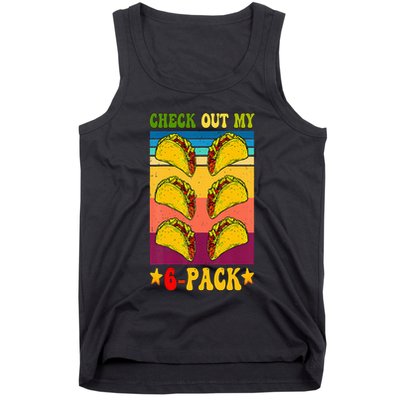 Retro Taco Check Out My 6 Pack Six Pack Mexican Groovy Tank Top
