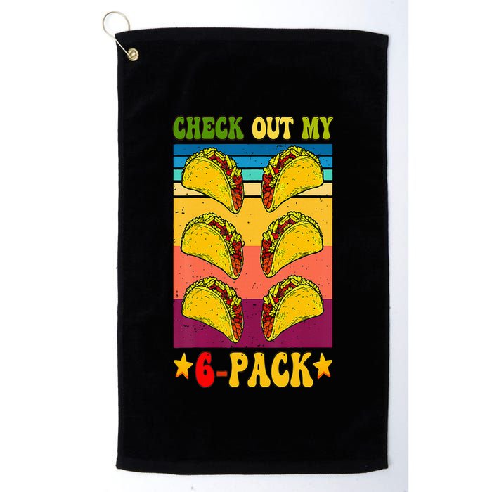 Retro Taco Check Out My 6 Pack Six Pack Mexican Groovy Golf Towel