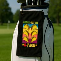 Retro Taco Check Out My 6 Pack Six Pack Mexican Groovy Golf Towel
