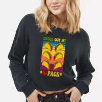 Retro Taco Check Out My 6 Pack Six Pack Mexican Groovy Cropped Pullover Crew