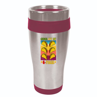 Retro Taco Check Out My 6 Pack Six Pack Mexican Groovy 16oz Travel Tumbler