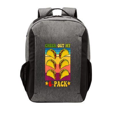 Retro Taco Check Out My 6 Pack Six Pack Mexican Groovy Vector Backpack