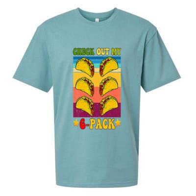 Retro Taco Check Out My 6 Pack Six Pack Mexican Groovy Sueded Cloud Jersey T-Shirt