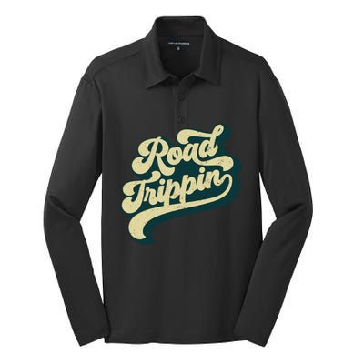 Road Trippin Cool Retro Vintage Road Trip Gift Silk Touch Performance Long Sleeve Polo