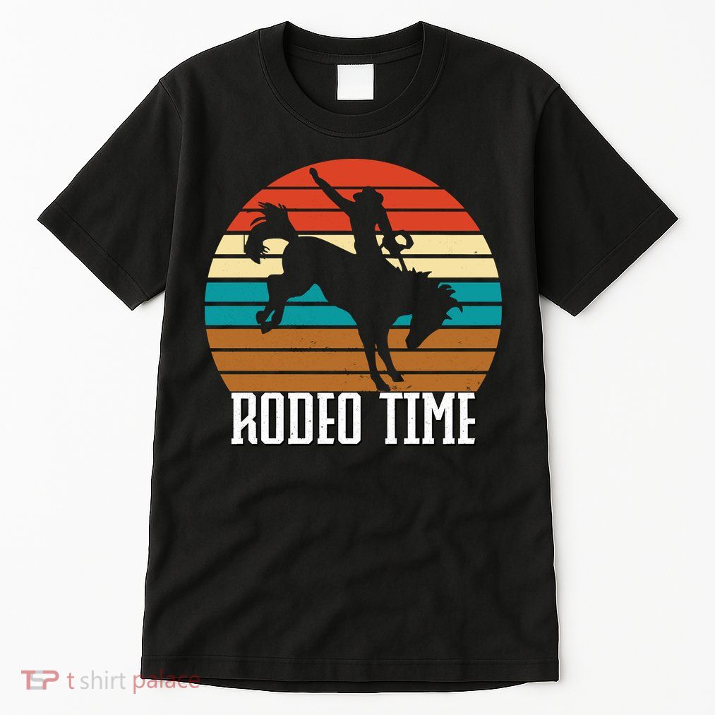 Rodeo Time Cowboy Wranglers Bucking Horse Retro Sunset Tall T-Shirt