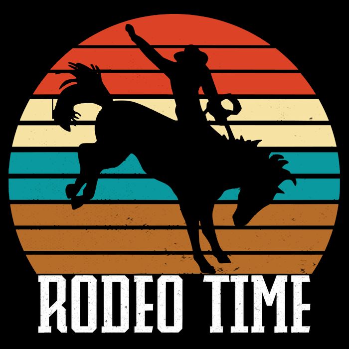 Rodeo Time Cowboy Wranglers Bucking Horse Retro Sunset Flat Bill Trucker Hat