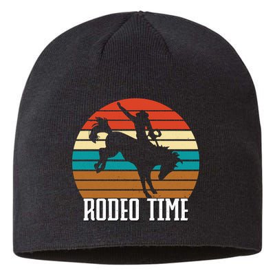 Rodeo Time Cowboy Wranglers Bucking Horse Retro Sunset Sustainable Beanie